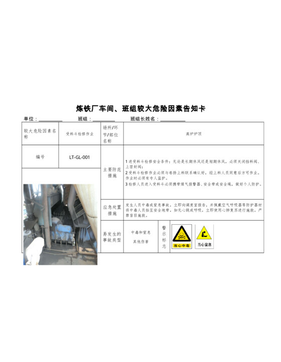 炼钢厂全套安全标识和危险源告知卡
